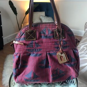 Red/blue sailboat print Dooney Bourke shoulder bag
